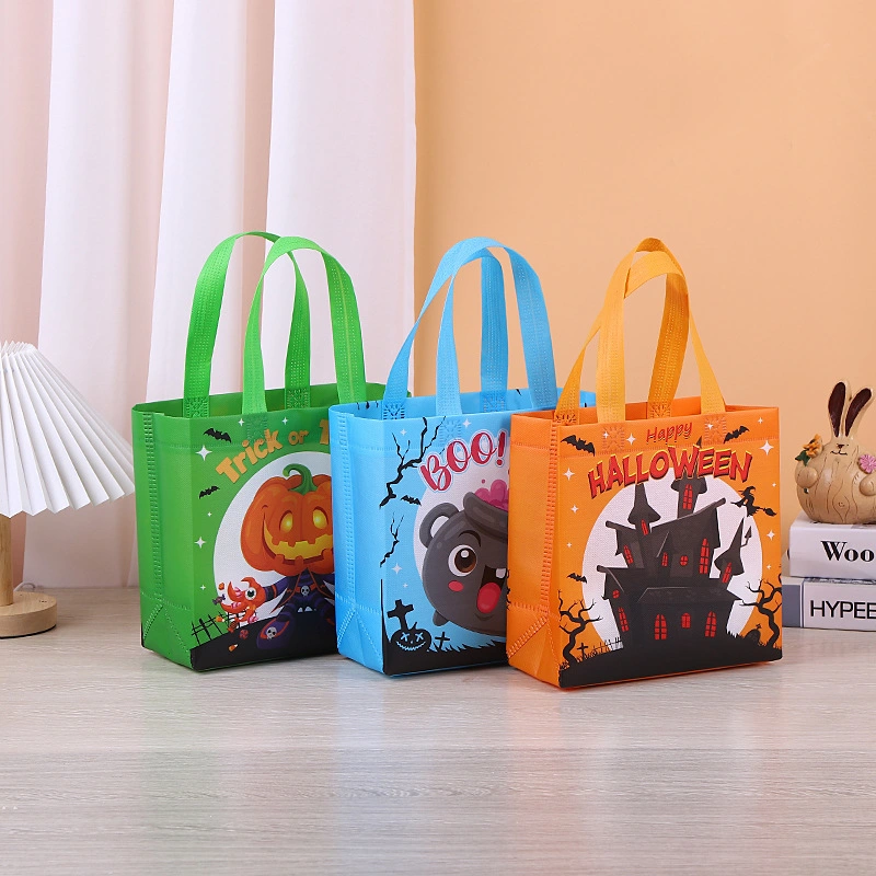 Personalizar Eco amigable personalizada Laminación no tejida impresión Ecológica Halloween Shopper Regalo Bolsa de Compras de tela no tejido Tote de embalaje