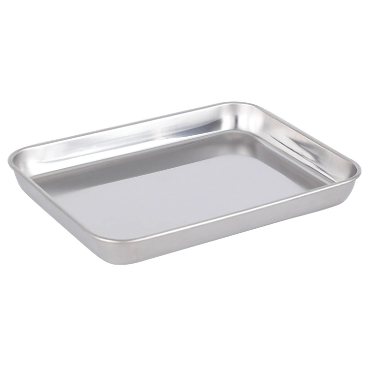 Japanese Style 304 Stainless Steel 304 Rectangular Sheet Pan Square Flat-Bottom Tray for Household and Commercial Use