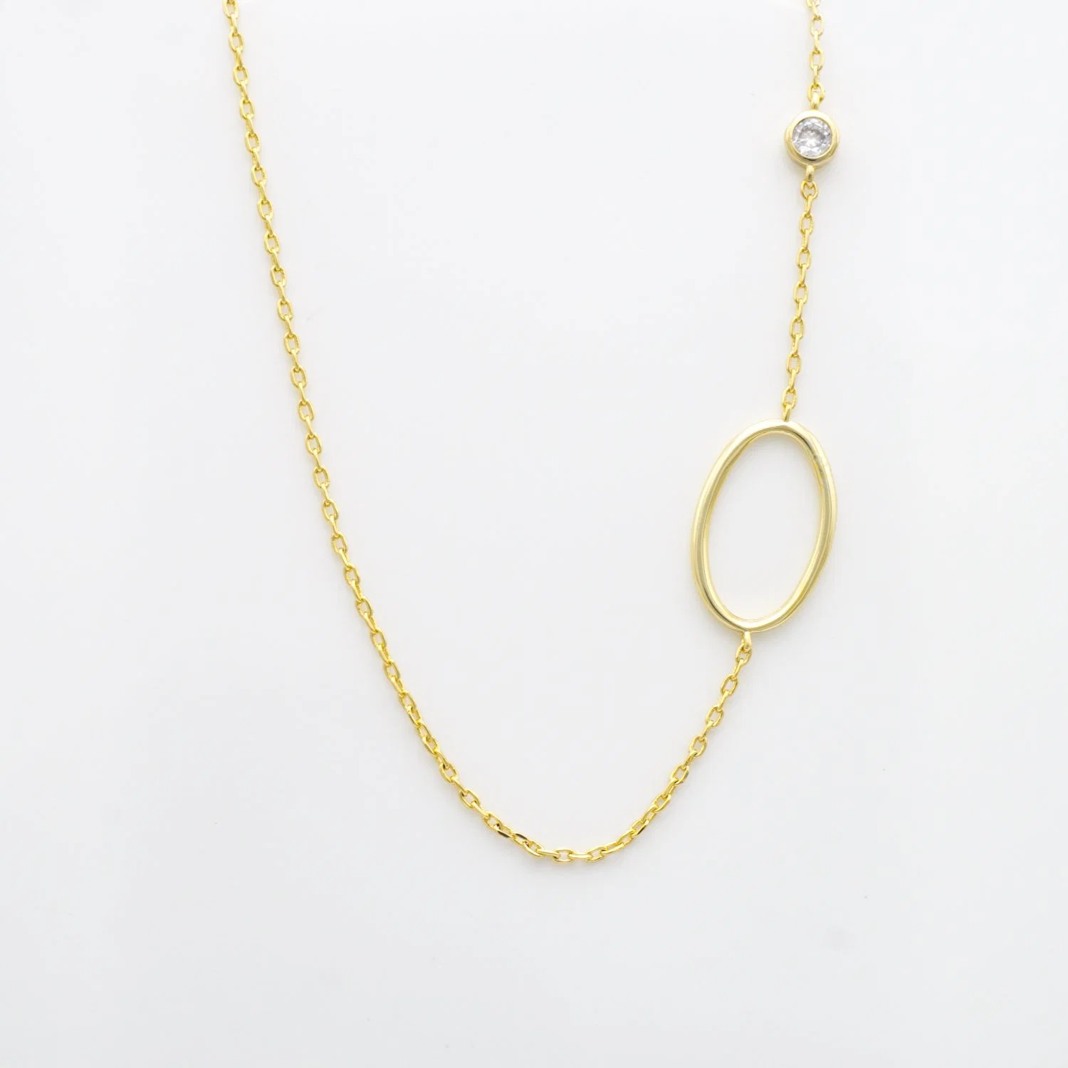 Design Simple Fashion 14K Gold Plated Silver Jewelry with T Necklace Wholesale/Supplier