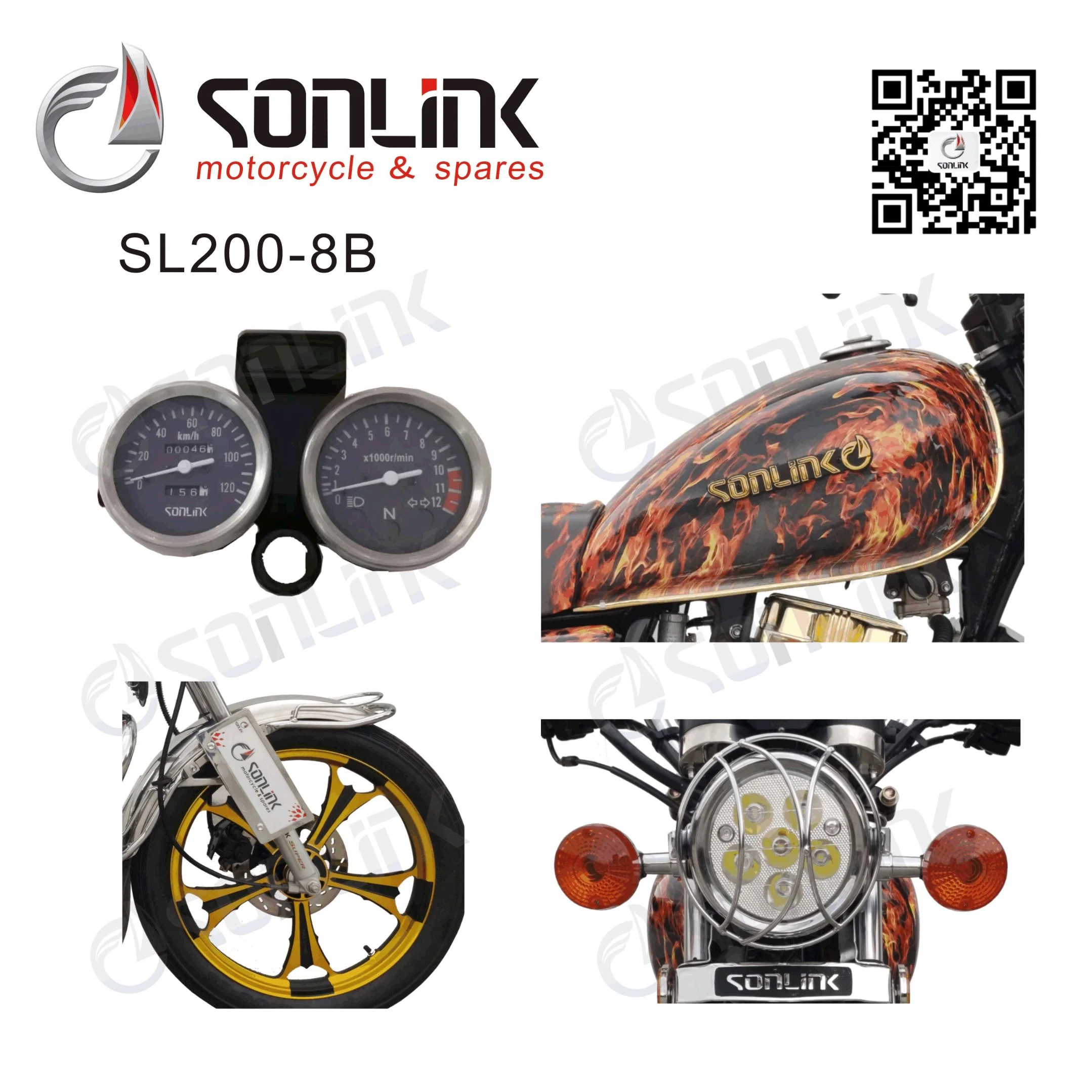 125cc 150cc 175cc 200cc Gn New Model LED Lights High quality/High cost performance  Racing Dirt Bike /Motorbike /Motor Cycle /Scooter (SL200-8B)