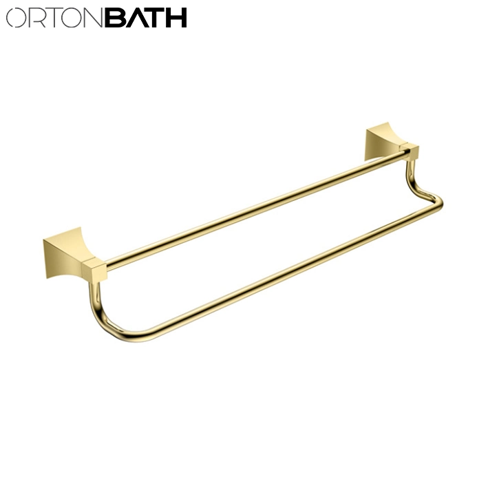 Ortonbath Gold base cuadrada Zinc SS conjunto de accesorios de baño barra de toallas ajustable, soporte de papel de baño, anillo de toalla Accesorios de baño cepillo de WC