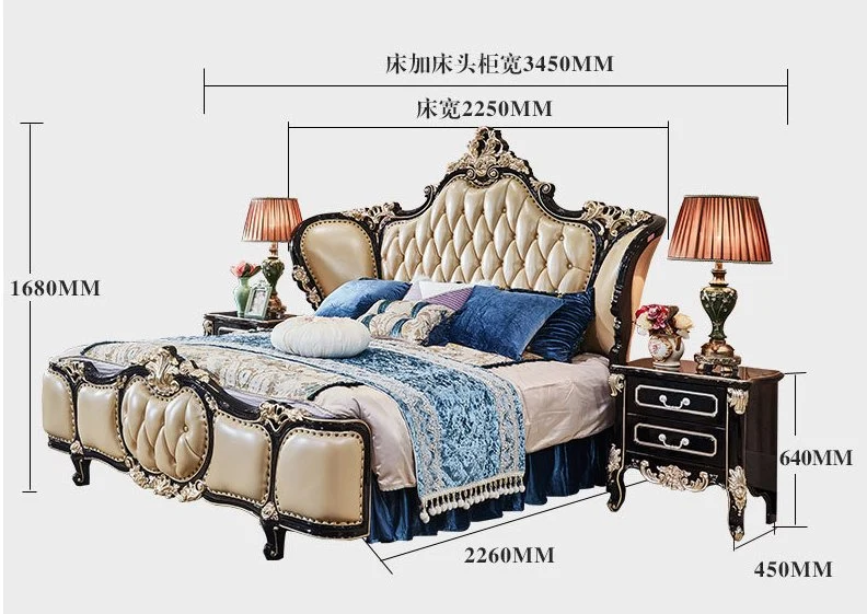 Middle Eastern Style Wooden Bed Bedroom Furniture Hotel Vintage Bedroom Set