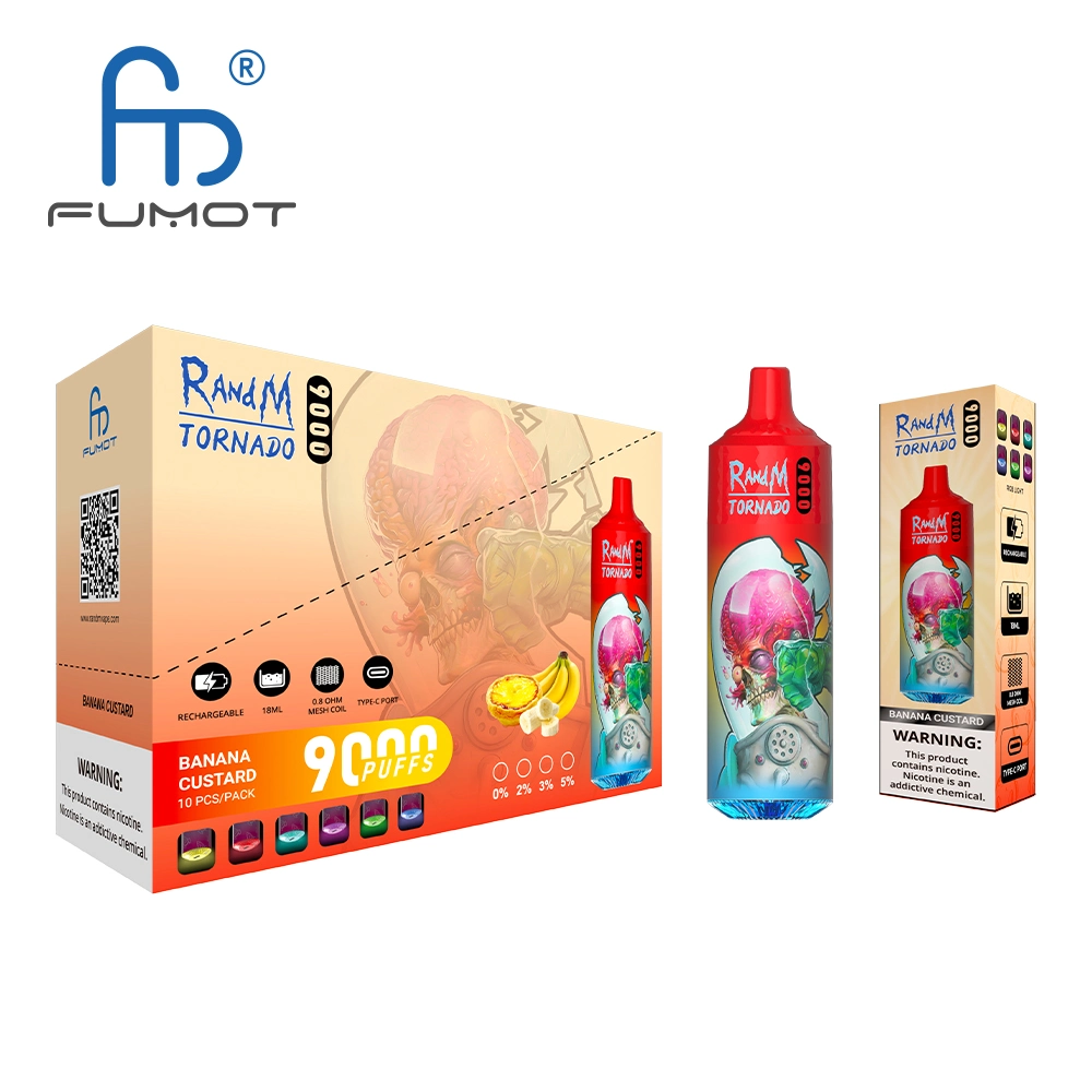 Randm Tornado Vape-9000 Puffs, 18ml E liquide, ventes directes du fabricant, OEM disponible pour la cigarette E jetable