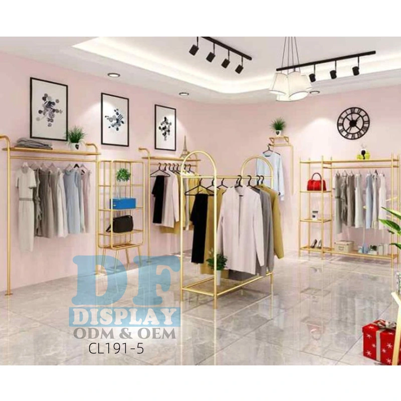 Retail Display Clothing Racks Gold Store Fixture Women Mannequin Display Clothing Garment Rack Display Luxury Shelves