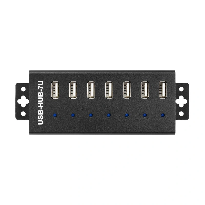 Grau industrial hub USB, estendendo 7 x portas USB 2.0