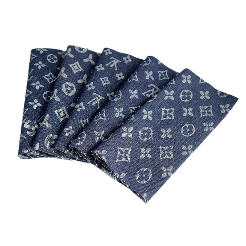 180cm Super Wide Width Dobby Slub Brand Letter Pattern Jacquard Denim Jean Fabric