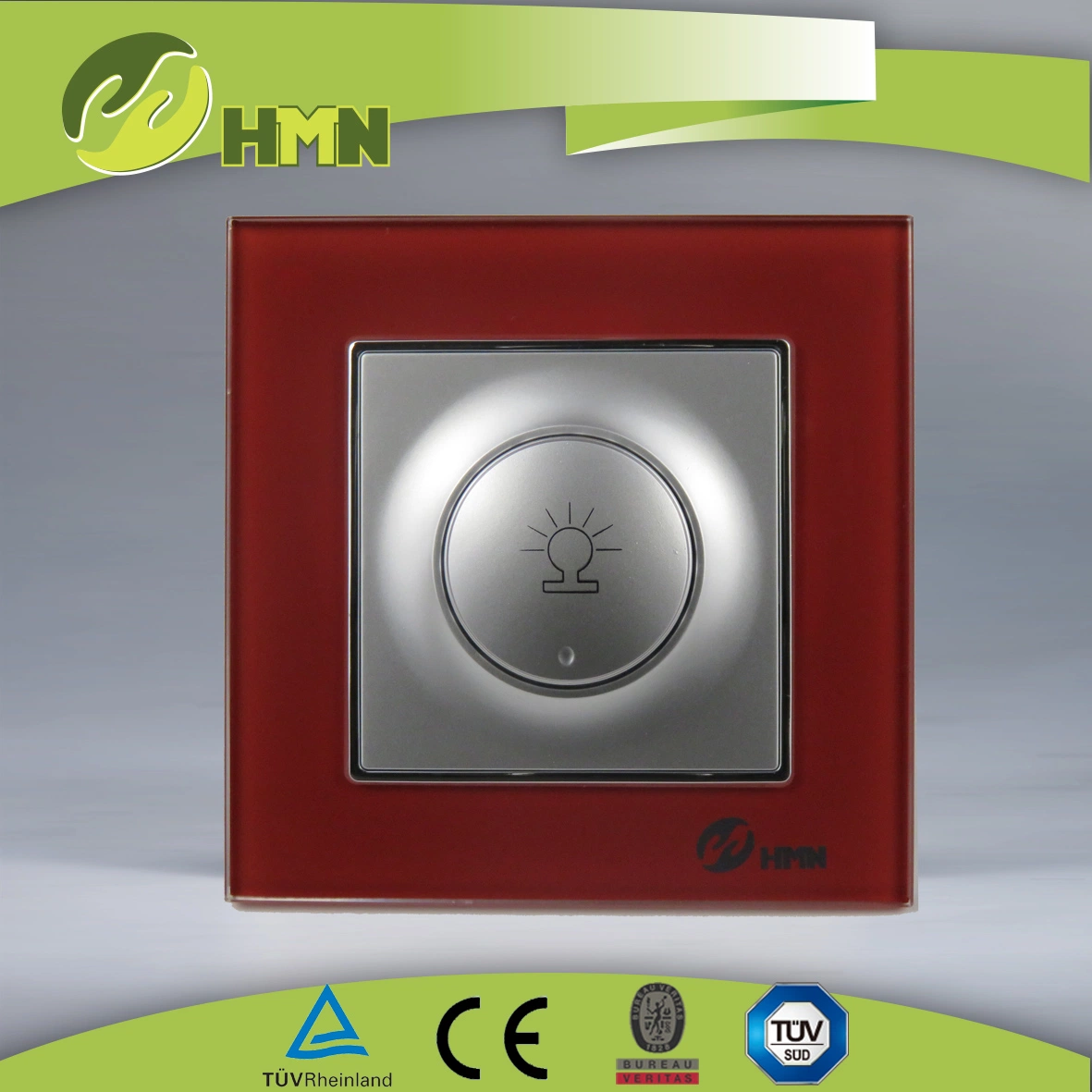 TUV CE CB European standard certified toughened glass GREEN llight dimmer switch