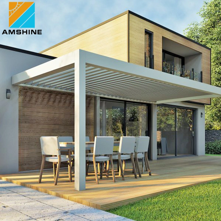 Impermeable Metal Refugio Jardín Pabellón cenador Patio Sala de sol Pergola Bioclimática Auto Motorized aluminio Louvre techo Greenhouse Muebles al aire libre para la venta