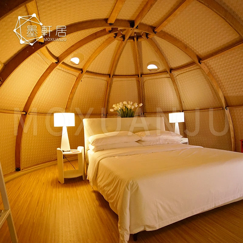 Luxury Wooden Frame Panorama Dome Camp Famliy Glamping Tent