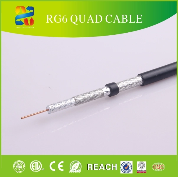 Bobina 100m 18AWG Solid Bc conductor de un 60% la cobertura de cable coaxial RG6, CE RoHS (aprobado).