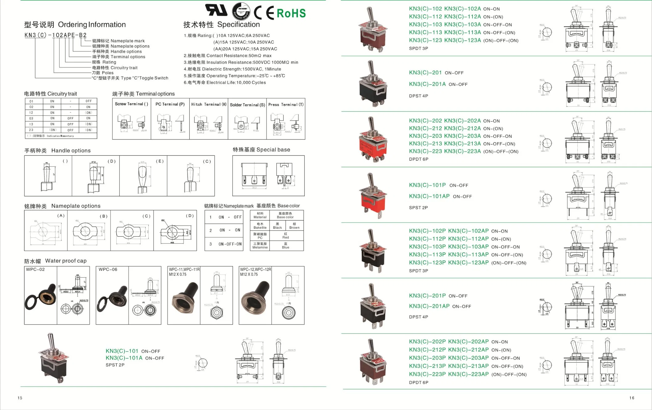 precio de fábrica LT1132c Monopolar on-off de interruptor de reinicio automático UL