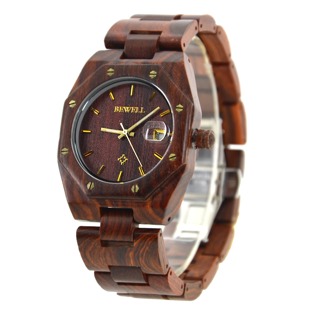 BeWell Holz Armbanduhr für Herren Ronda 515 Uhrwerk Quarz Damen Reloj Uhren