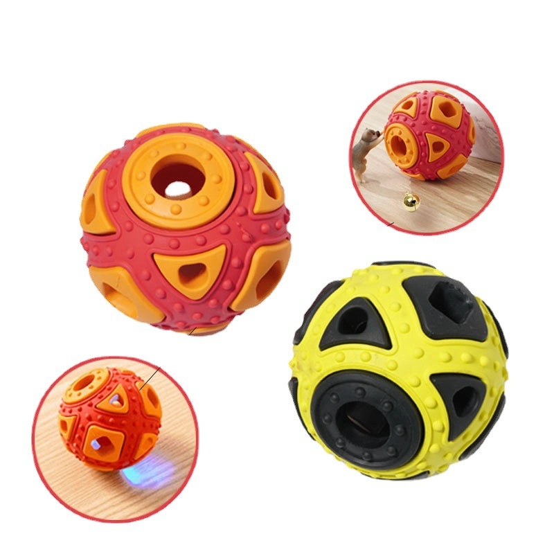 Amazon Hot Sale Manufacturer Double Colors Funny Interactive Pet Chewer Toy Feeder Puzzle Chew Leaked Food Puppy Dog Ball Chew Toys