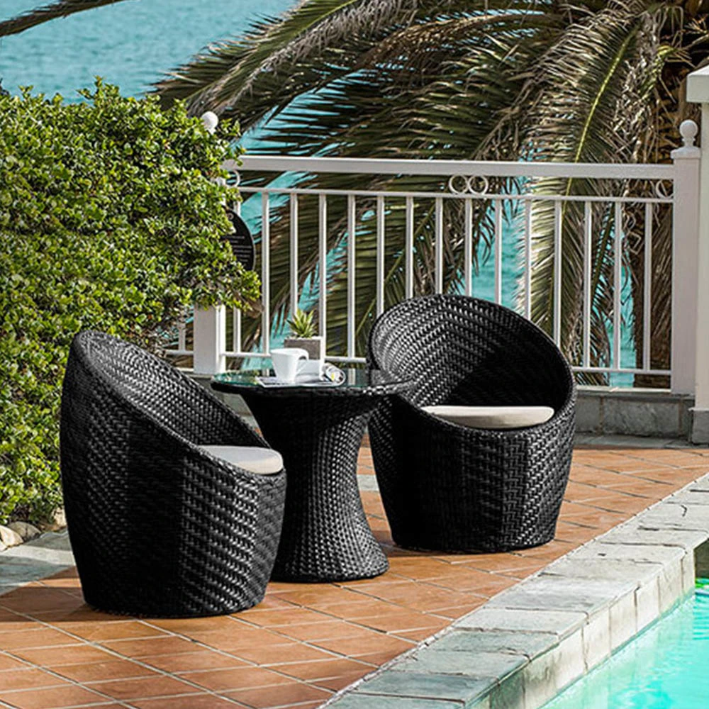 Coffee Shop Furniture Three Pieces Outdoor Patio Rattan Chair