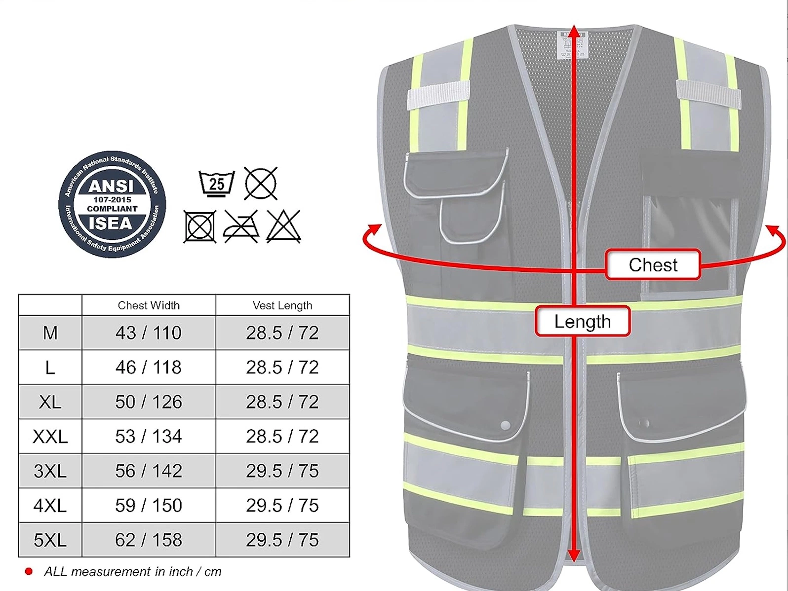 High Visibility Zipper Front Mesh Black Safety Vest