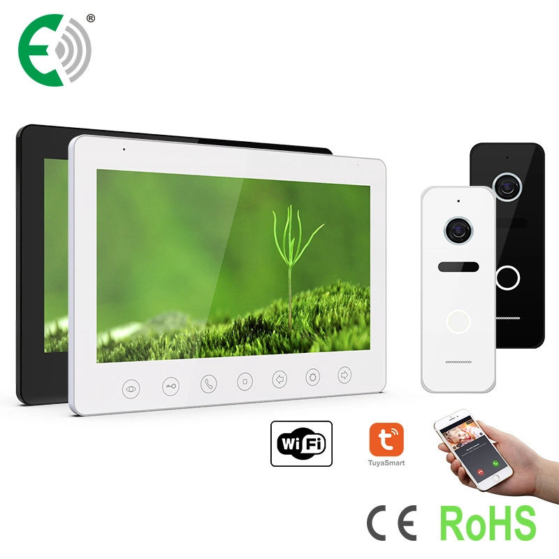 4-Wire WiFi 1080P 10.1" Video Doorphone Villa Intercom Kit with Touch Buttons and Wide View Angle Doorbell