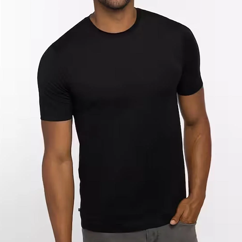 Black Round Collar Athletic T Shirts Men Running T-Shirt