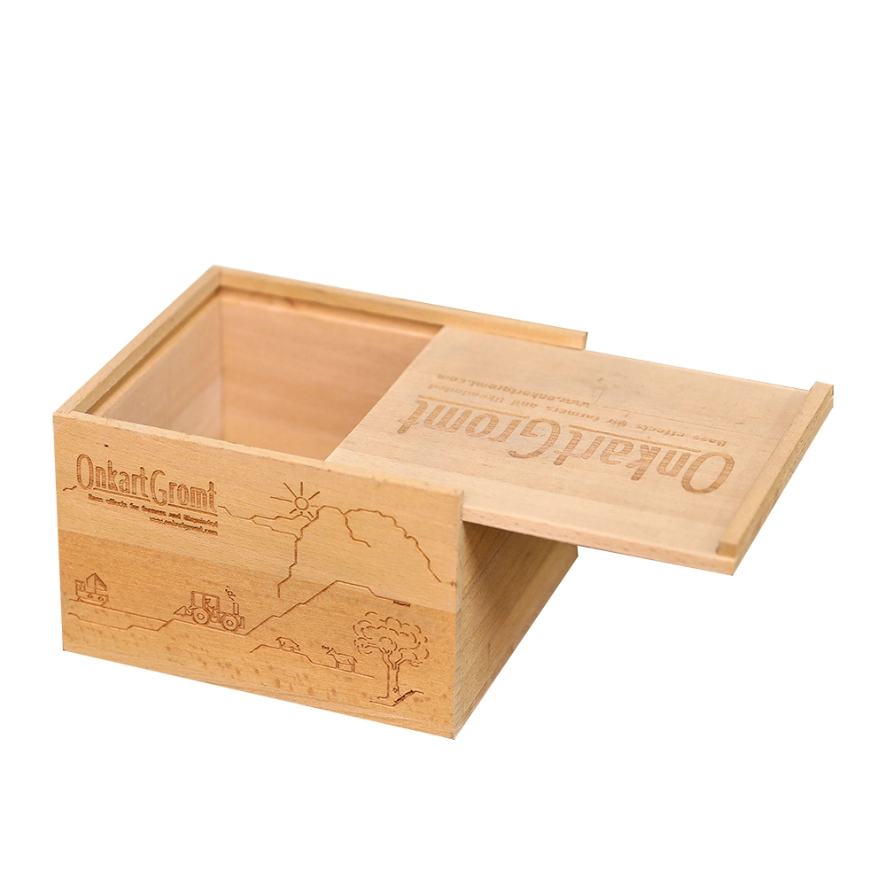 Caja de almacenamiento de madera con tapa deslizante Caja de madera