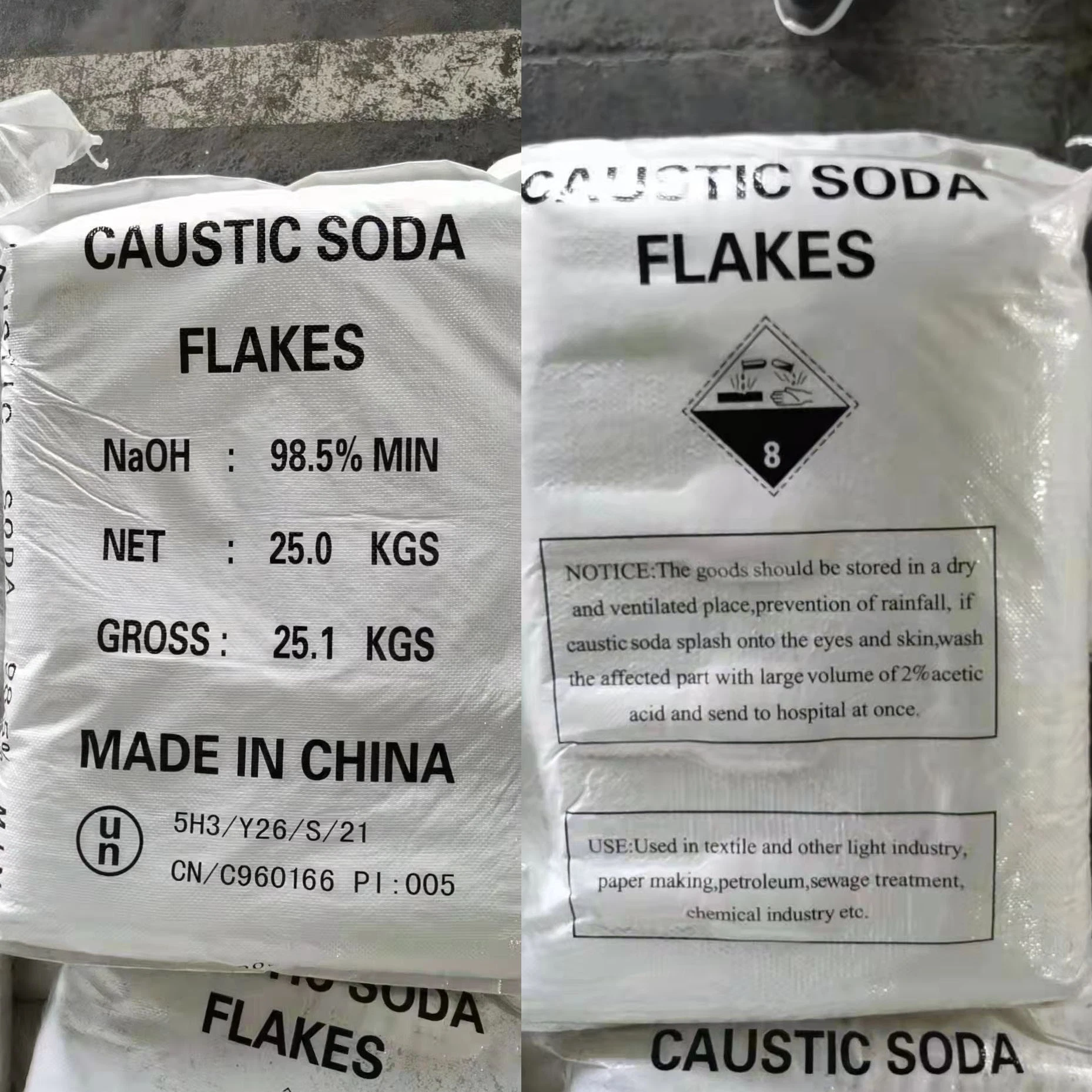 Nouvelles DE SOUDE 98% 25kg/Sac CAS 1310-73-2 Hydroxyde de sodium de la soude caustique Naoh Factorys