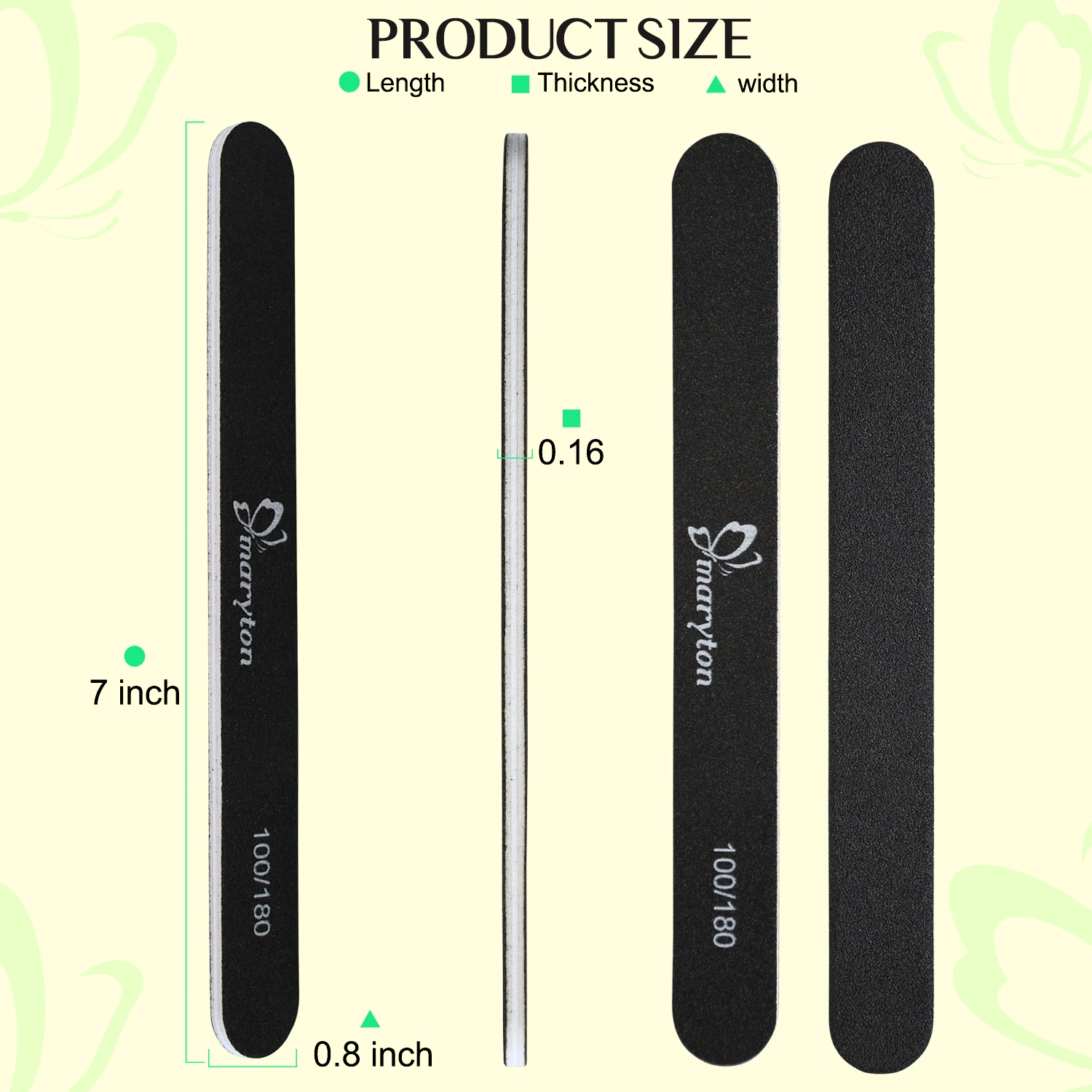 Custom Disposable Professional Black Regular Nail File 100/180 Grit for Manicure