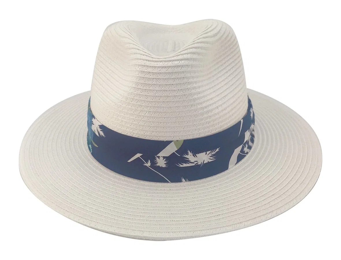 Atacado Exterior FSC papel palha Tropic Band Panama Hat