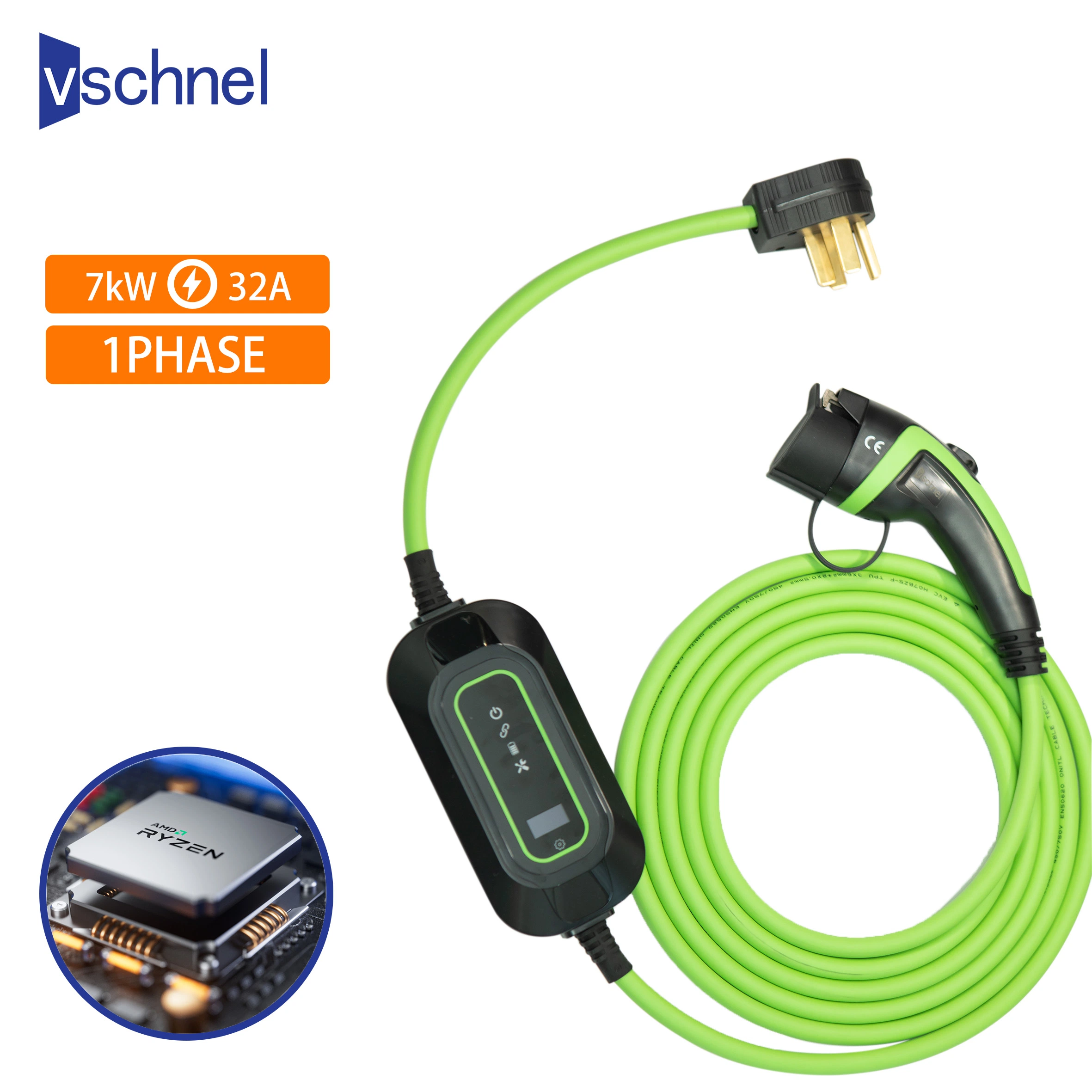 16A Type 2 Portable Electric Vehicle Charger 1 Phase 3.6kw 220V-250V 5m EV Charging Cable