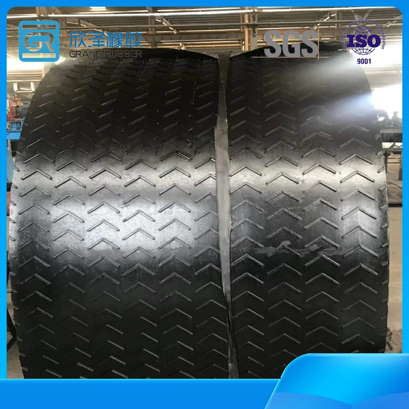 V Type Patterned Industrial Nylon Canvas Chevron Rubber Mining Conveyor Belt Polyester Chevron Ep Rubber Patterned