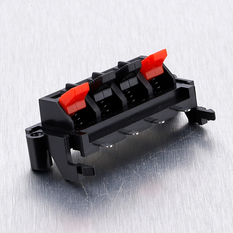 High quality/High cost performance  Spring Clip Speaker Terminal Board 4 Ports Binding Post Connector Socket Red Black Wire Push Connector