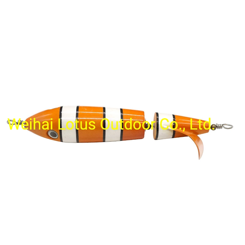 Hard Wooden Fish Lure Multi-Jointed OEM Hard Popper Tope Water Floating Fishing Lures Real Wood Body