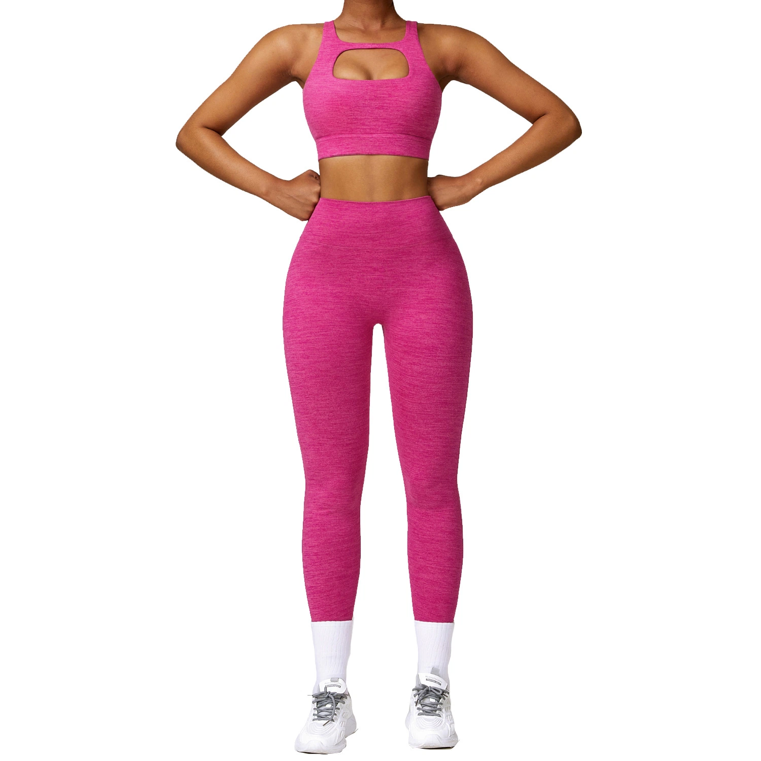 Wholesale/Supplier High quality/High cost performance  Cutout Design Yoga Sports Bra Gym Fitness Outfit Leggings with Pocket Women Active Wear Sets