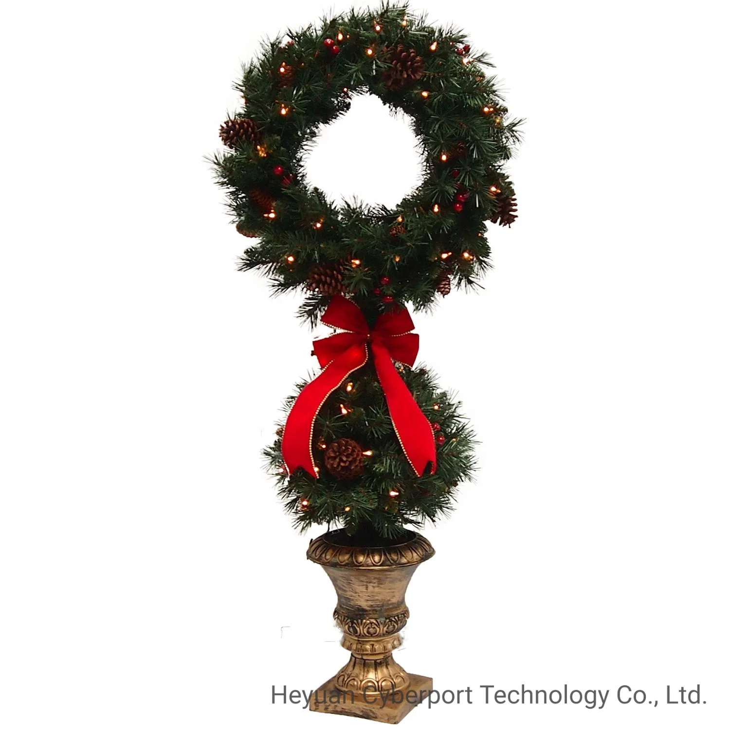 32' ' Navidad Árbol artificial Pot cono porche espiral árbol con el color blanco cálido y con múltiples luces de colores para decoración de Navidad