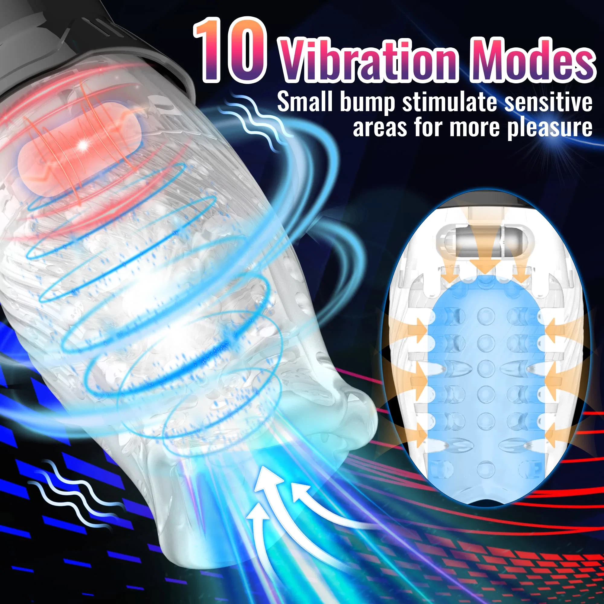 Automatic Rotating Male Masturbator Vibrating Cups Male Masturbations Toys with 5 Rotation 10 Vibration Modes for Penis Stimulation