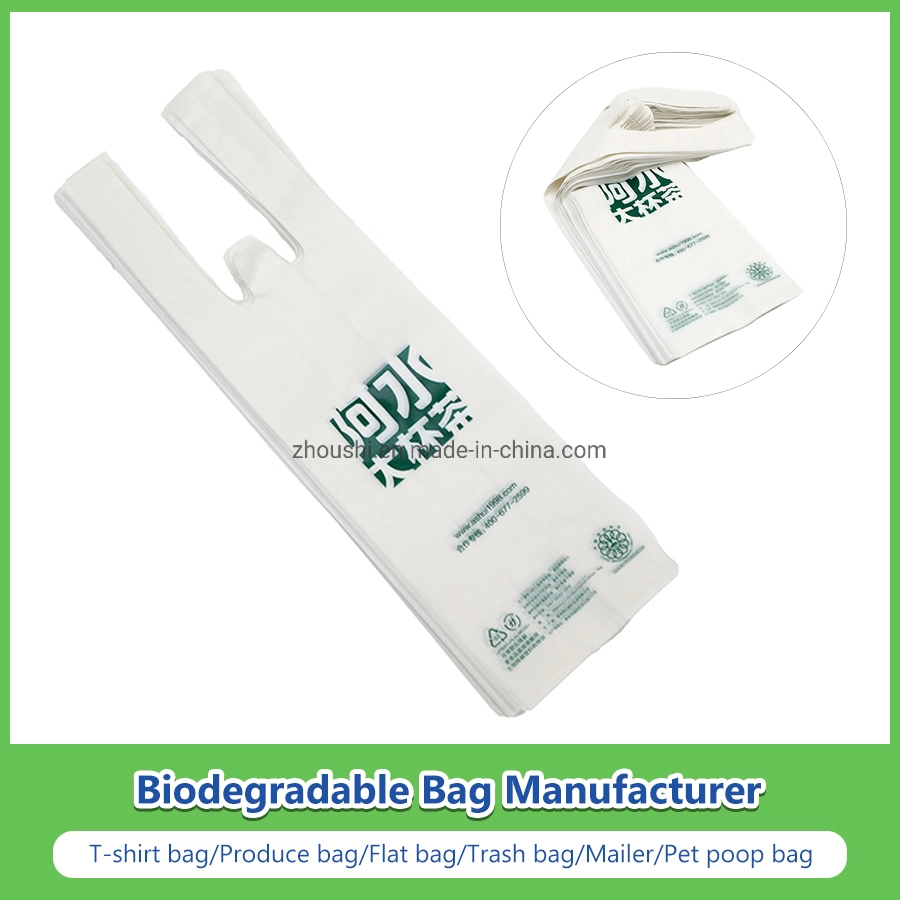 Pbat+Corn Starch Made Customized Disposable Biodegradable Compostable Bags/T-Shirt Bags/Vest Bags/Shopping Bags/Supermarket Bags/Carrier Bags/Grocery Bags/Take-