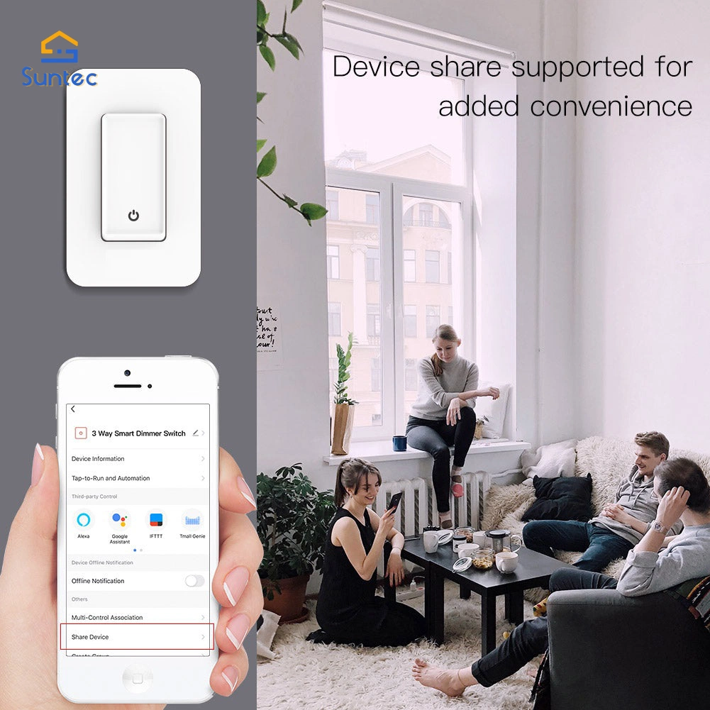 Smartphone APP Remote Control Touch Button Smart Wall Dimmer Switch WiFi Wall Switch