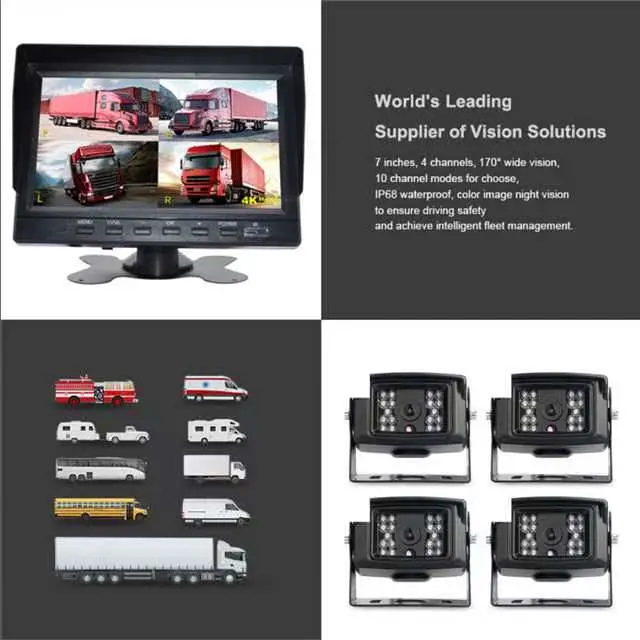 4CH 7inch Recording DVR Car Monitor with 4PCS Cameras for RV Truck