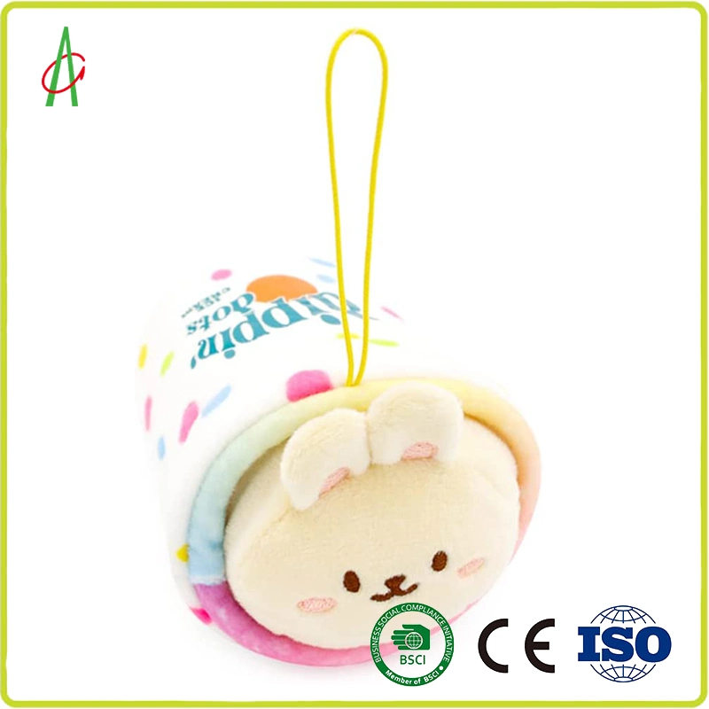 Cute Soft Owl Cat Rabbit Ice Cream Stuffed Plush Keyring for Kids with BSCI