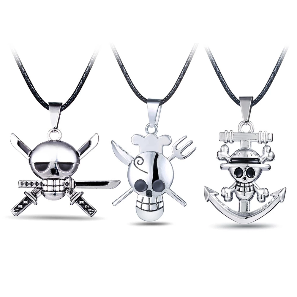 Wholesale/Supplier Stainless Steel Pendant Japan Fashion Anime One Piece Skull Custom Logo Shaped Enamel Filled Ruby Slots Home Envelopes 925 Necklace