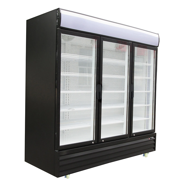 2~10 Degree Glass 3 Door Display Commercial Refrigerators Big Capacity Energy Saving 3 Door Supermarket Upright Showcase