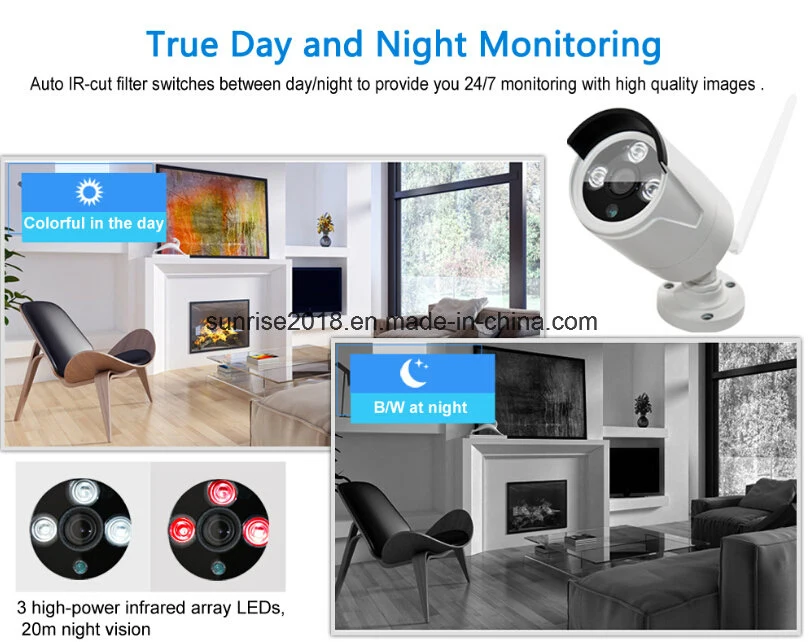 Security 8CH Wireless IP Cameras WiFi NVR Kits with Ce, RoHS, FCC