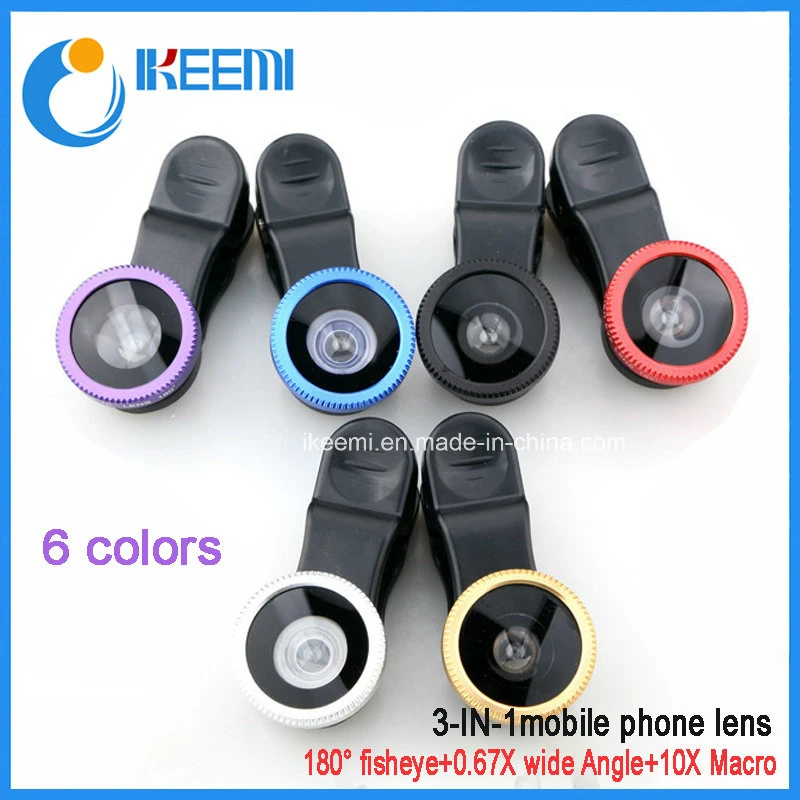 3 in 1 Fisheye + Wide Angle + Macro Phone Photo Zoom Lens Set for iPhone 6