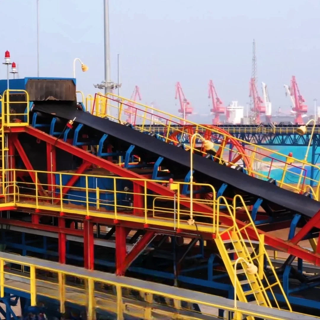 Long Distance Overland Roller Pulley Belt Conveyor System for Port and Dock transportation Conveying System