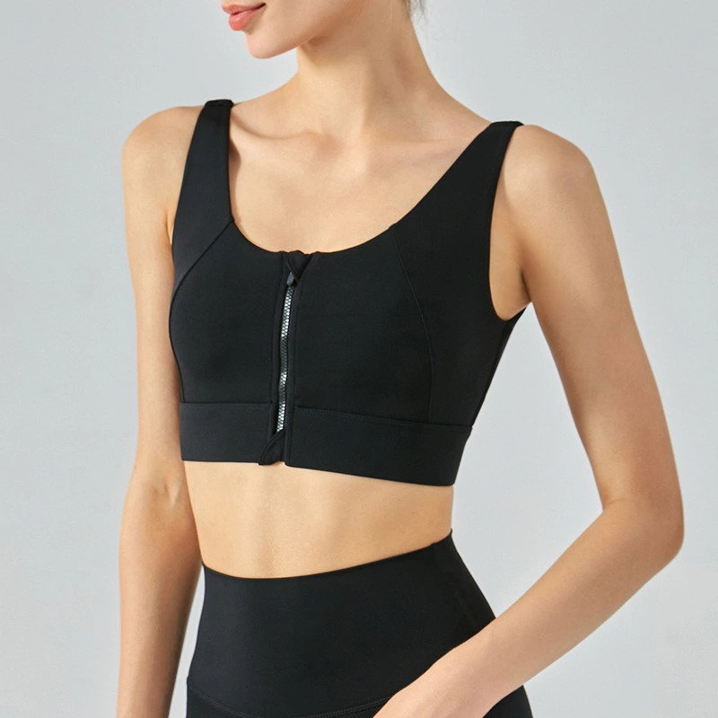 High quality/High cost performance Nylon Fabric Zipper Bra Yoga Fitness Vest Shockproof High-Intensity Sports Underwear