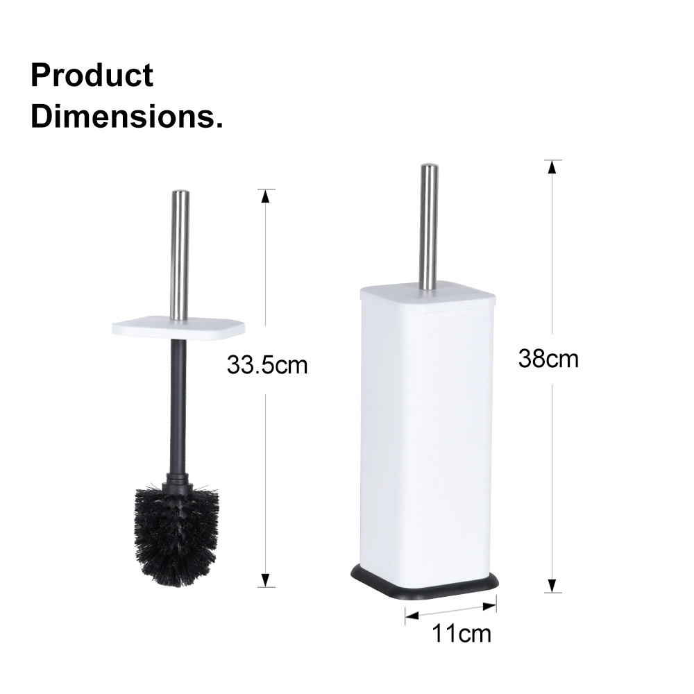 Nordic Bathroom Long Handle Silicone Toilet Brush with Square Stand