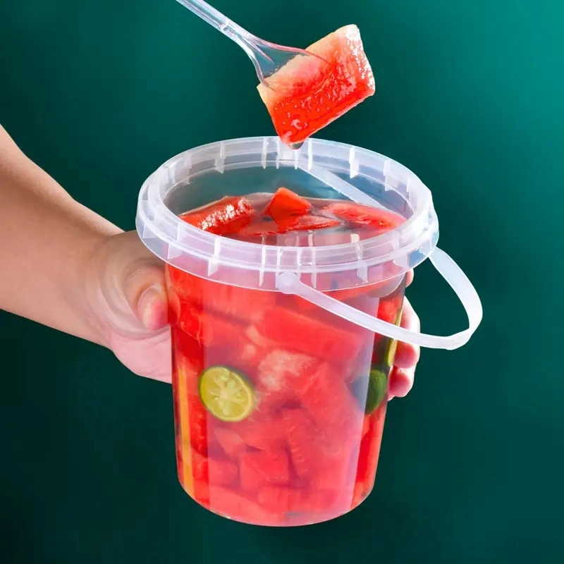 Portable Leak Proof Plastic Barrel Food Grade PP Round Clear Plastic Bucket with Lids