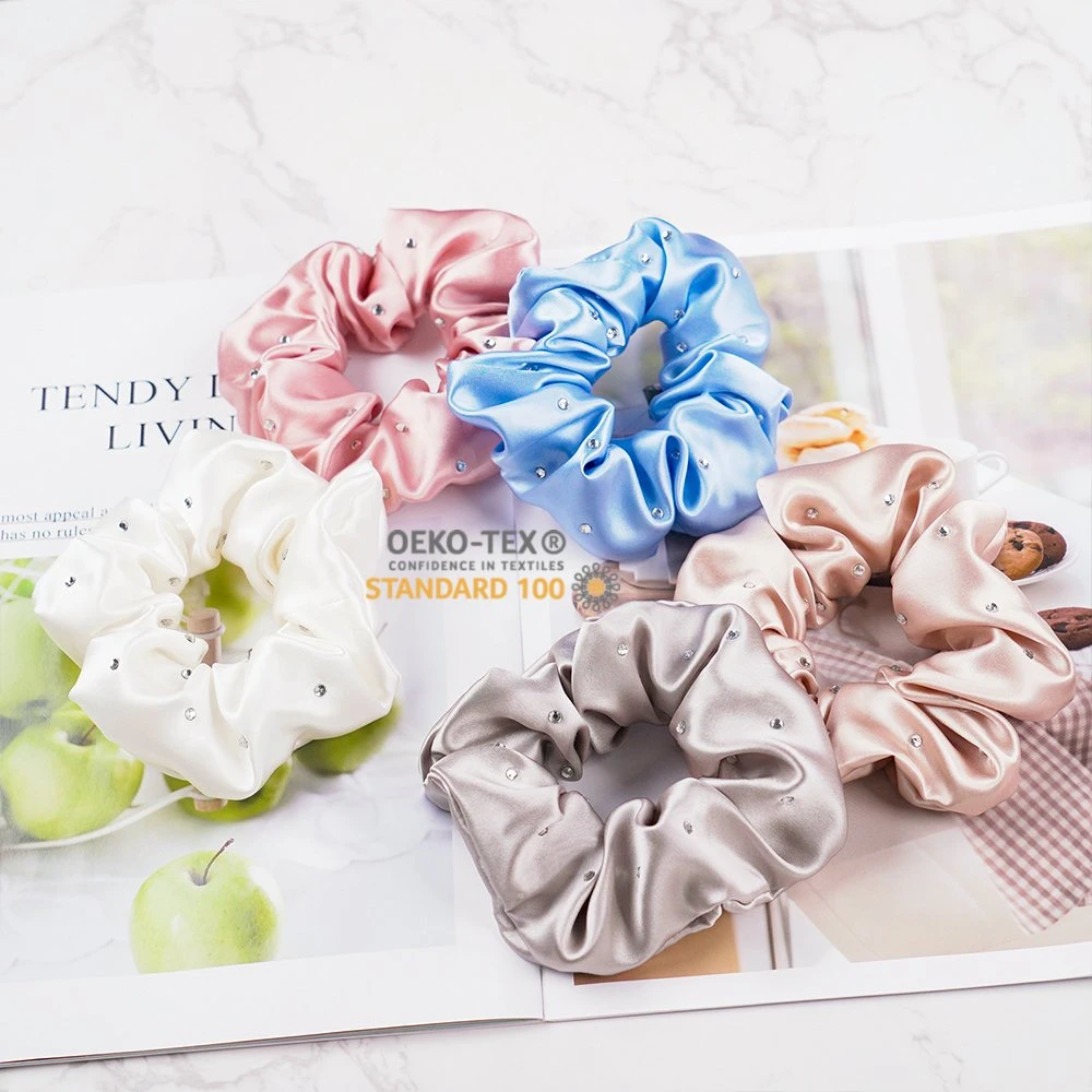 Comercio al por mayor grandes Cabello Scrunchy personalizadas seda corbatas