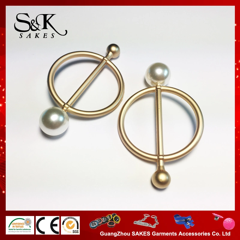 Fashion Fancy Design Metal Alloy Buckle with Pearl Bead for Lady Cloth