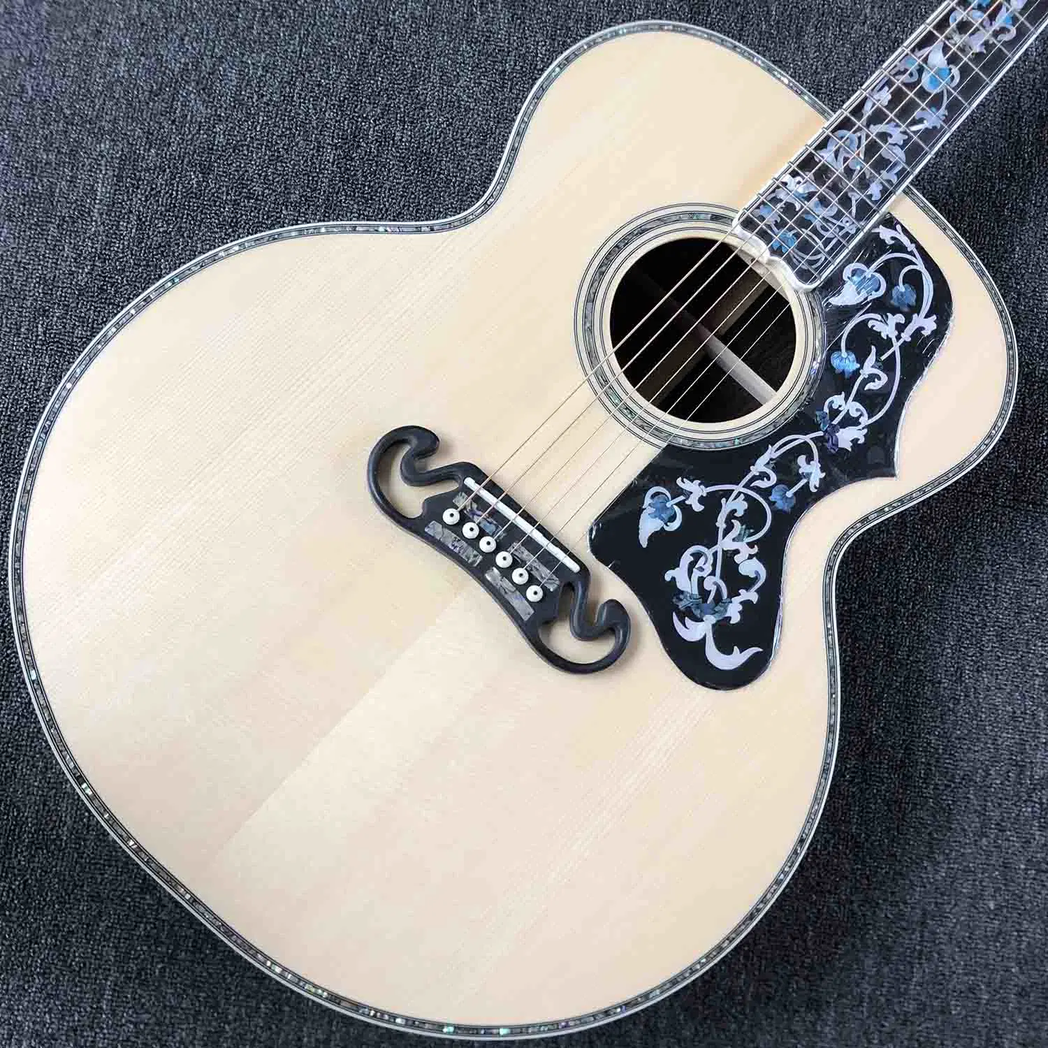 Custom All Solid 42" Adi Top Cocobolo Back Side All Abalone Binding Ebony Fingerboard Acoustic Guitar Customized Logo Is Ok