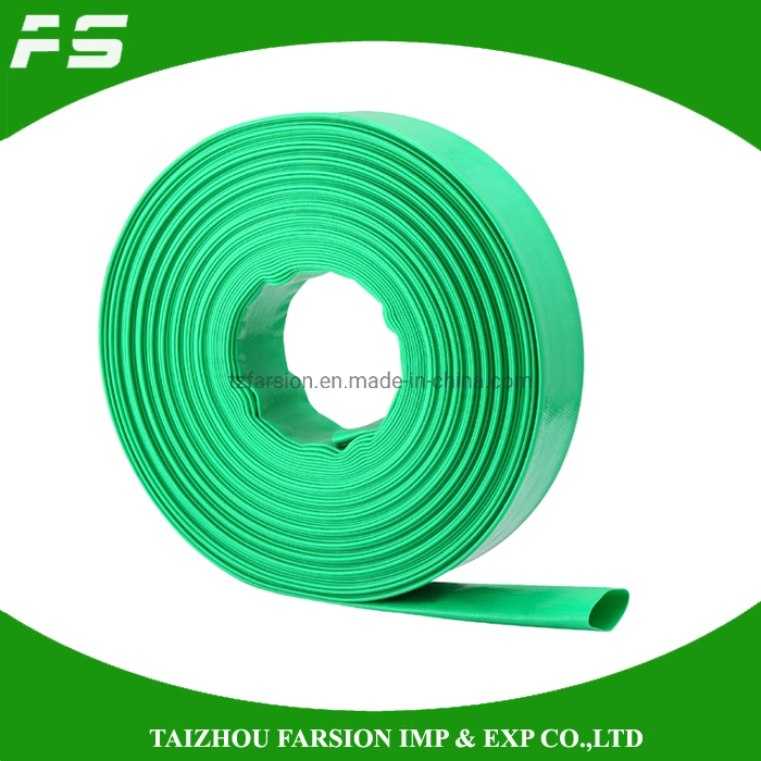 Venta de PVC flexible en caliente de color verde de suministro de agua bomba de riego agrícola de descarga del tubo flexible de disposición plana