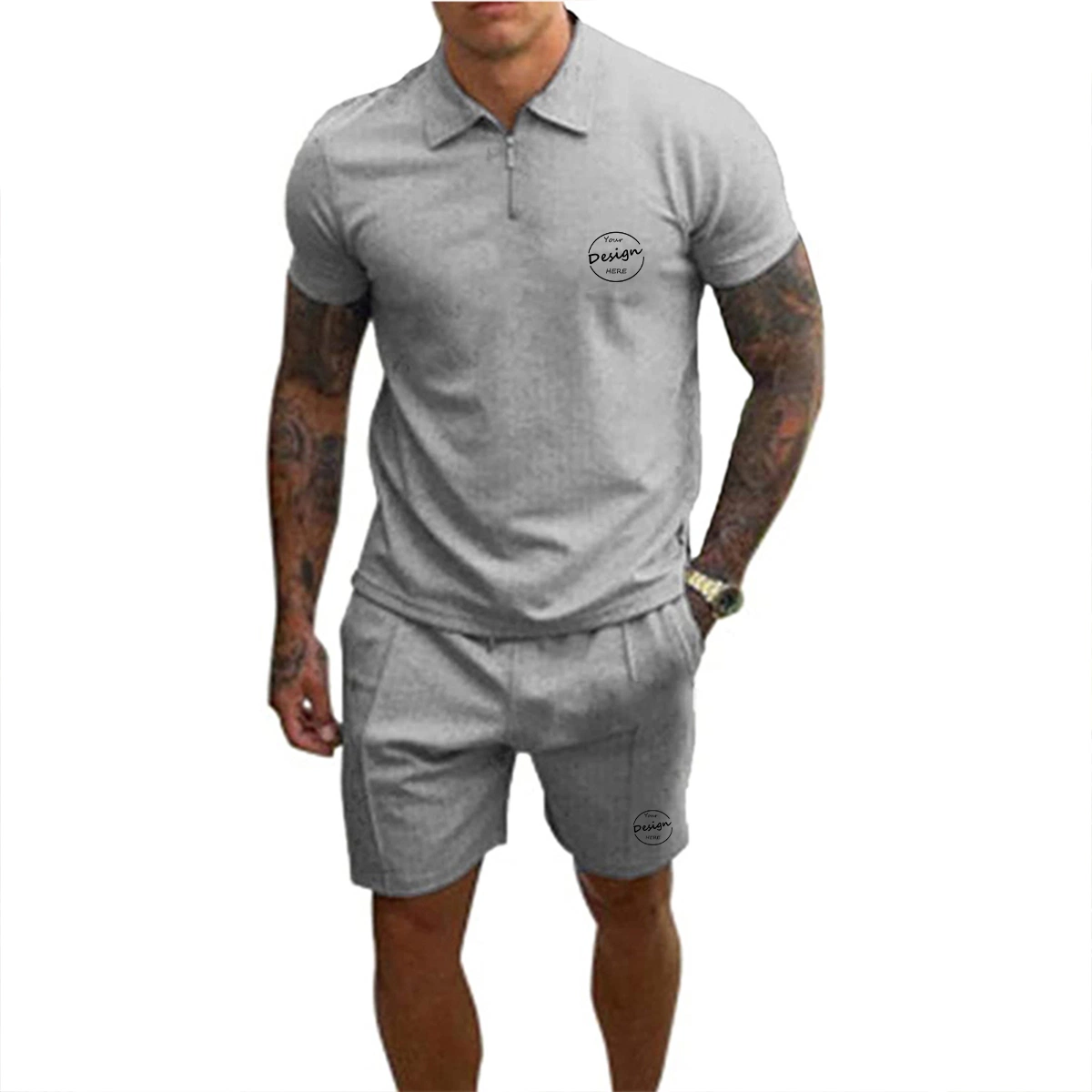 Großhandel/Lieferant Herren Sommer Freizeit Jersey Solid Color kurze Sätze Polo Shirt und Short Set Lässige Einfarbige Sport-Trainings-Sets