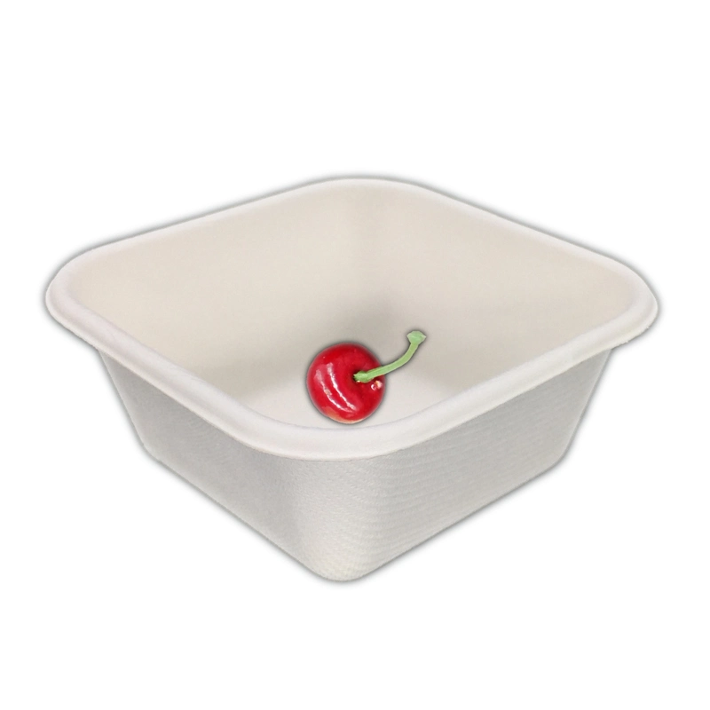 Biologisch abbaubare Lebensmittelverpackung Bagasse 250ml Square Box, Zuckerrohr Dinner Box